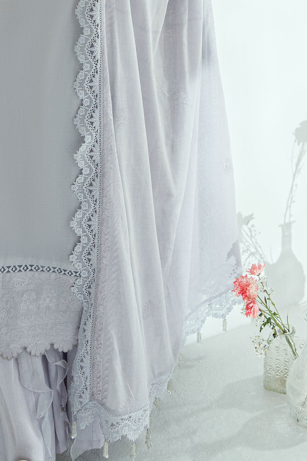 Embroidered Organza Dupatta (as Shown)