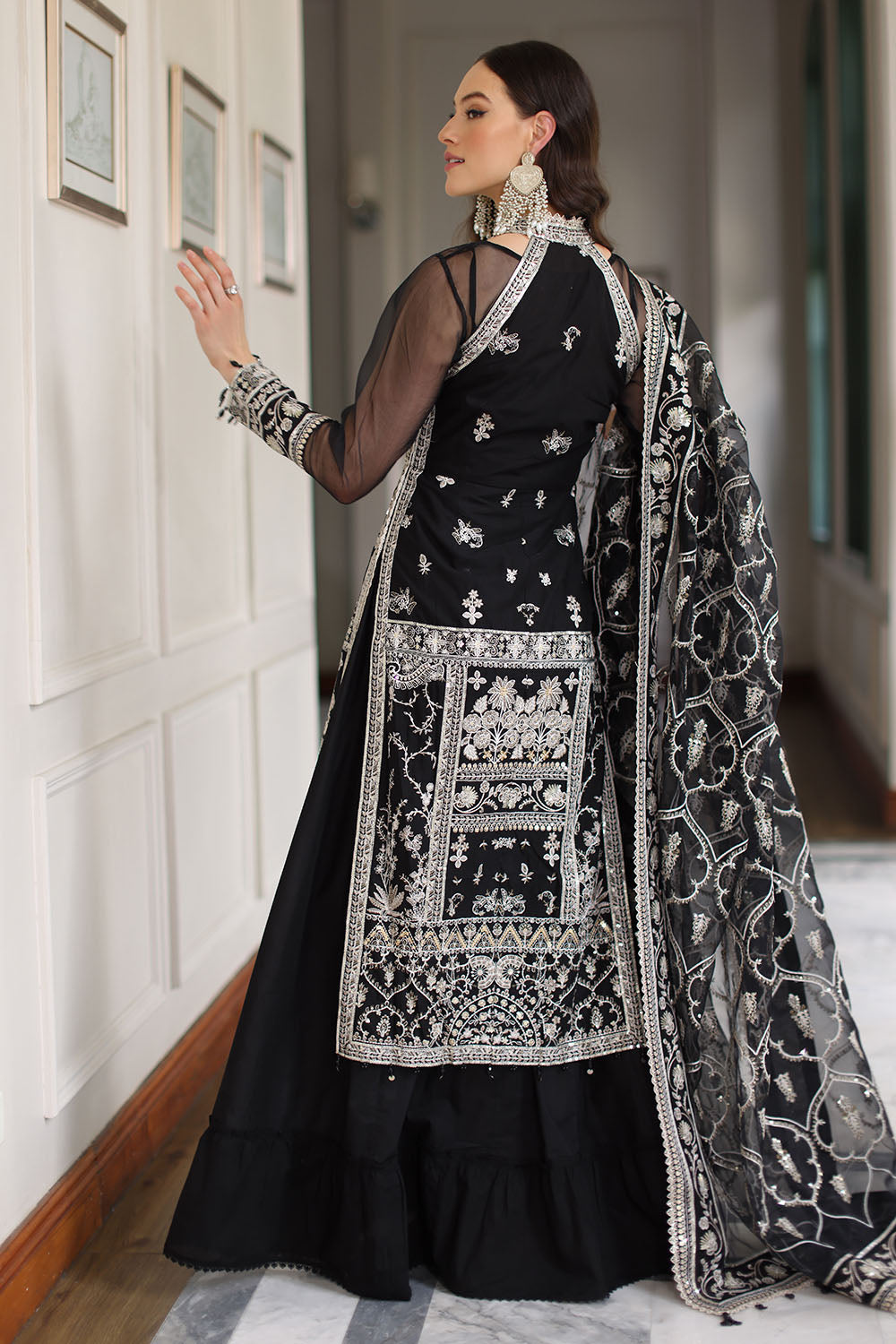 3 Piece Embroidered Lawn Suit with Organza Dupatta