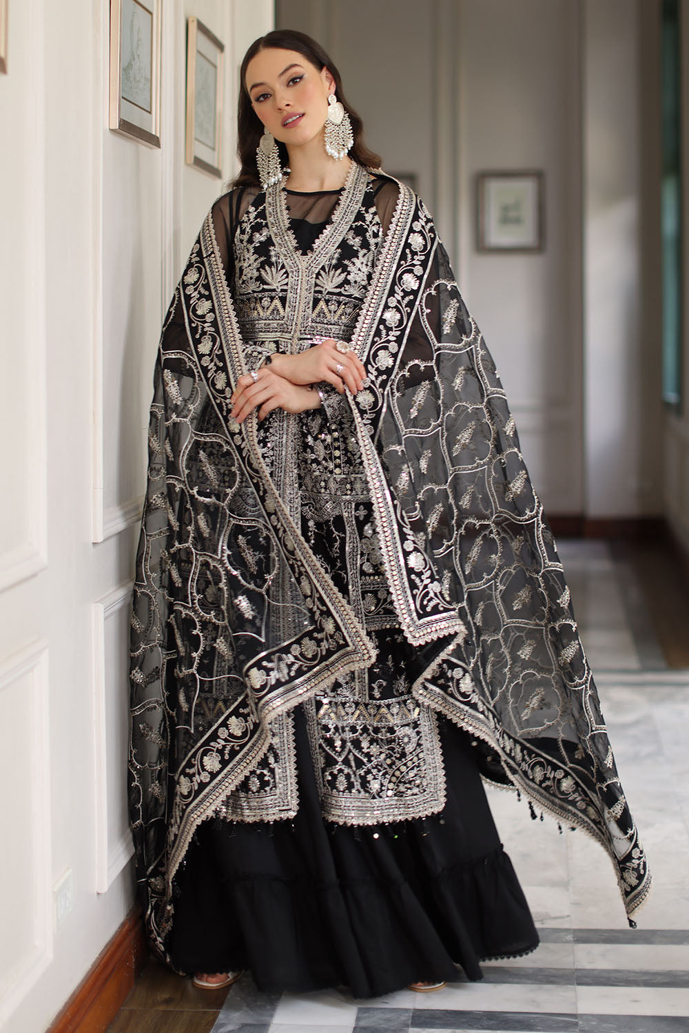 3 Piece Embroidered Lawn Suit with Organza Dupatta