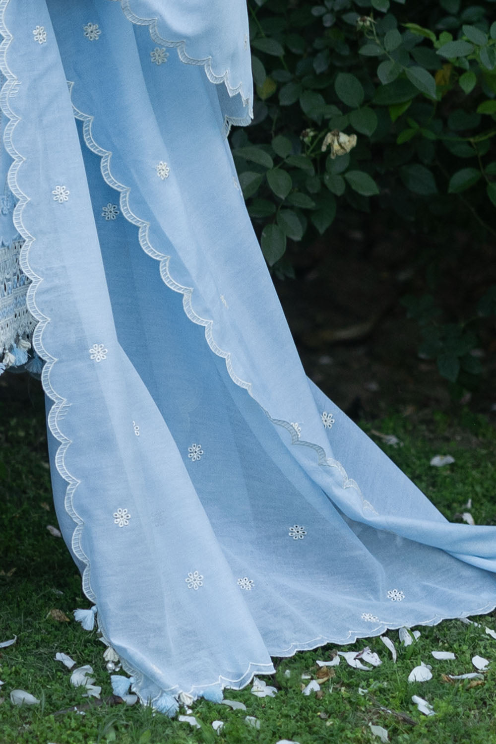 3 Piece Embroidered Lawn Suit with Embroidered Organza Borders and Embroidered Paper Cotton Dupatta