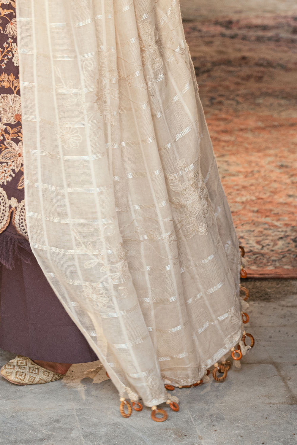 3 Piece Embroidered Pashmina Suit with Embroidered Karandi Shirt and Dyed Trouser