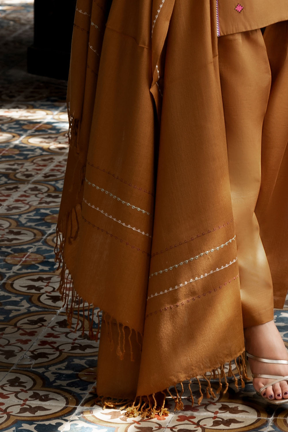 3 Piece Embroidered Khaddar Suit with Pashmina Shawl