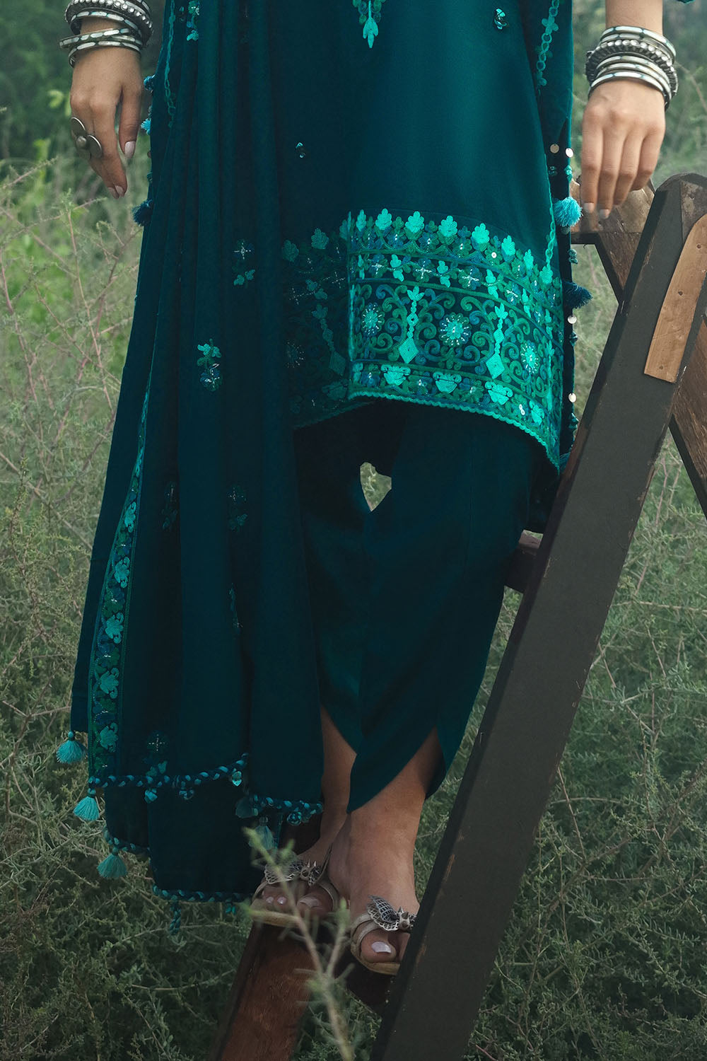 3 Piece Embroidered Pashmina Suit with Embroidered Pashmina Dupatta