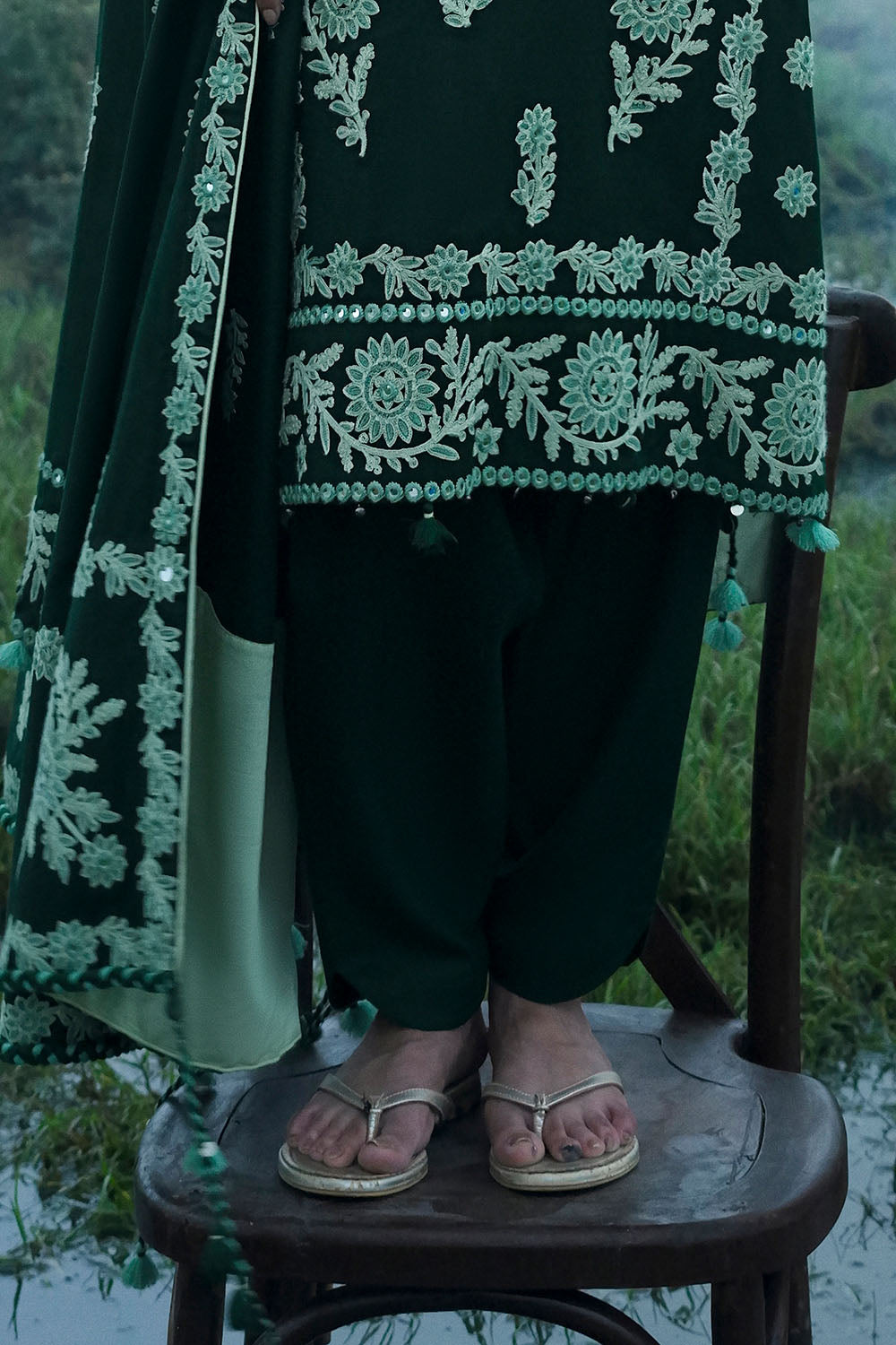 3 Piece Embroidered Pashmina Suit with Embroidered Pashmina Dupatta