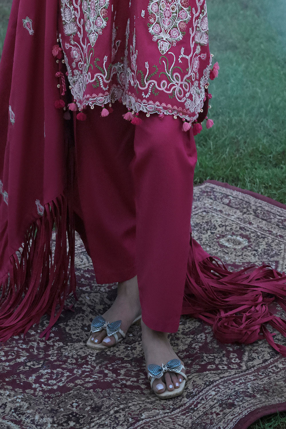 3 Piece Embroidered Pashmina Suit with Embroidered Pashmina Dupatta