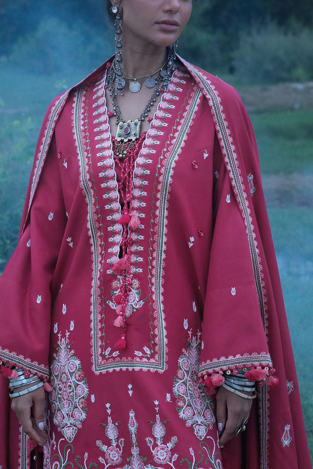 3 Piece Embroidered Pashmina Suit with Embroidered Pashmina Dupatta