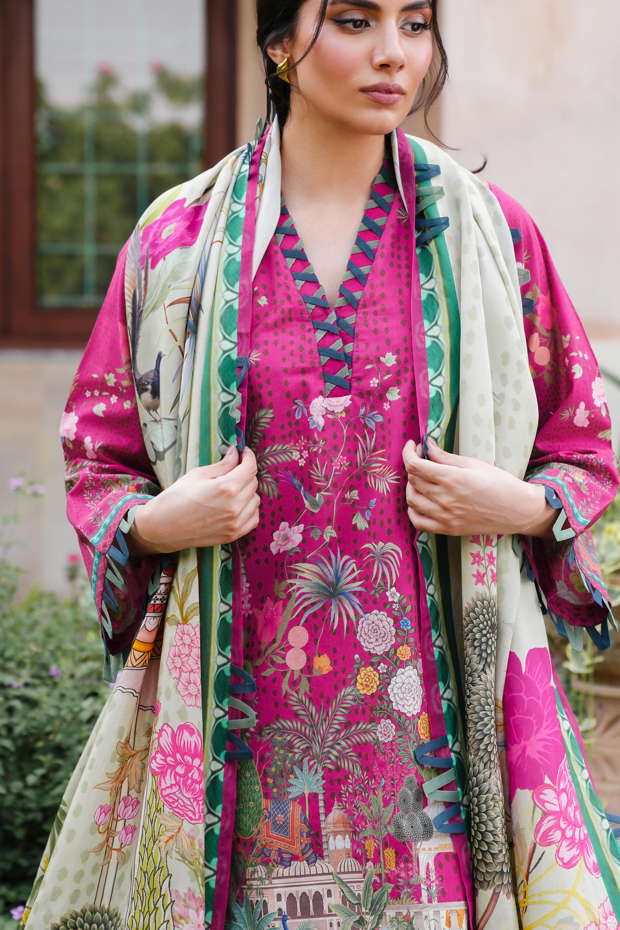 2 Piece - Printed Silk Suit