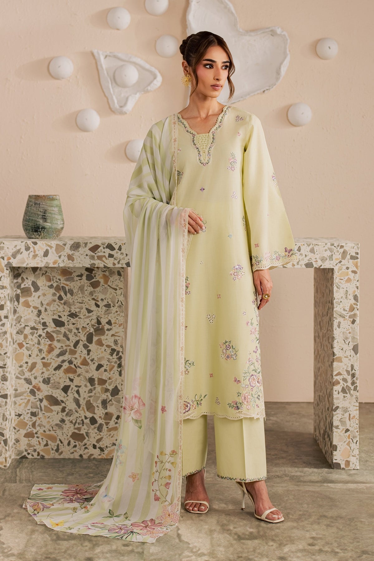 Eris 3Pc - Embroidered Lawn Dress
