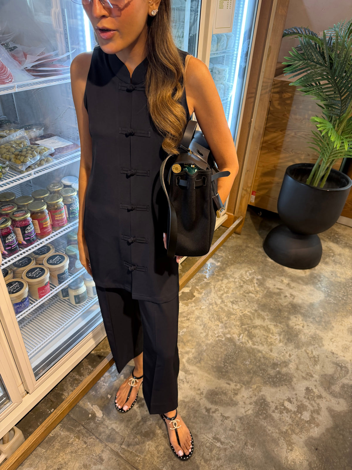 Navy Mandarin Sleeveless Set