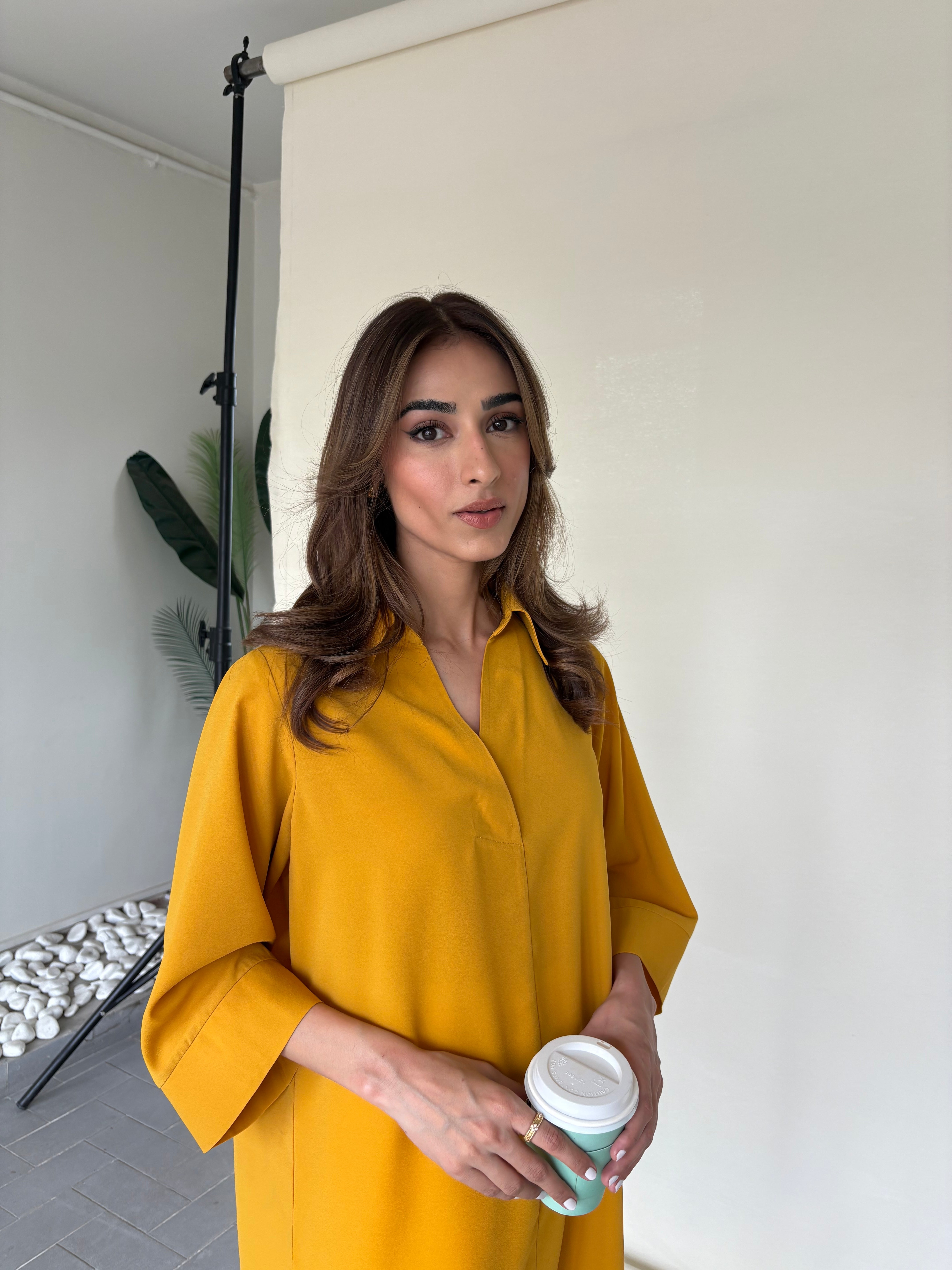 Mustard Toby Tunic with Tulip Shalwar