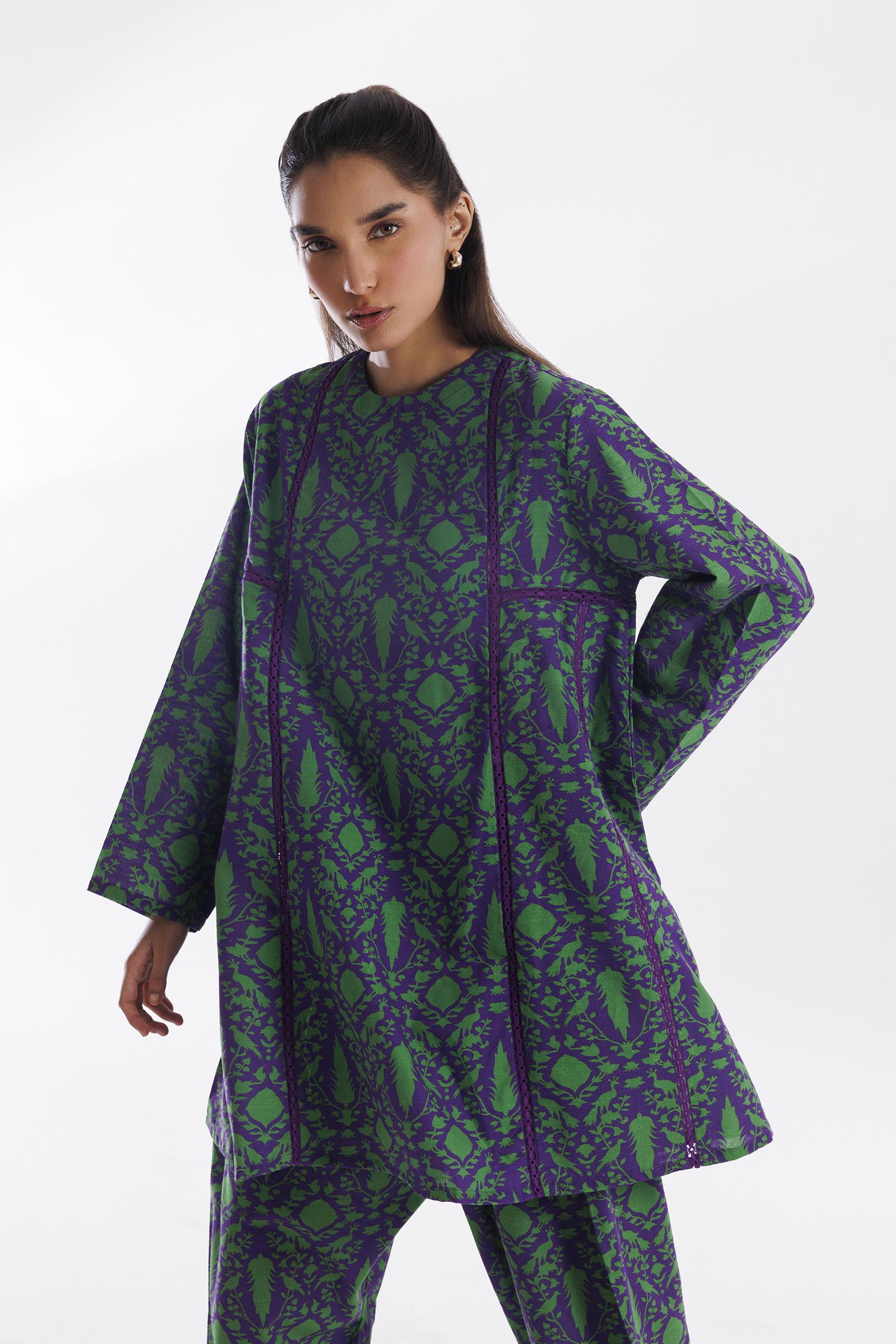 Stitched Printed Khaddar Shirt + Shalwar