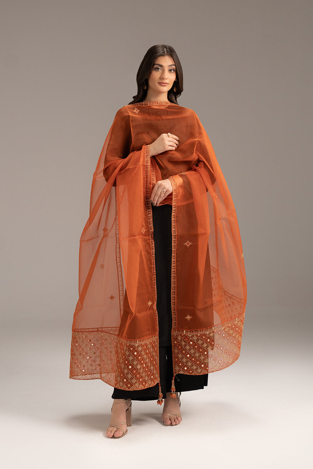 1 Piece Organza Embroidered Dupatta (FD0052)