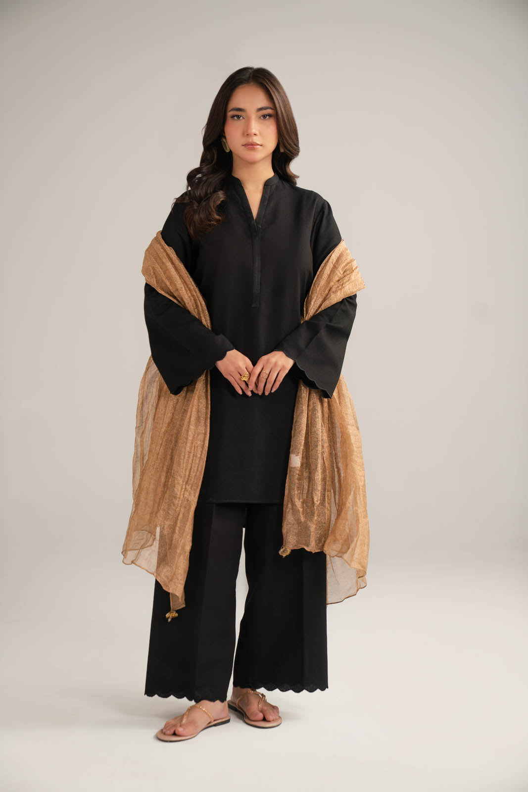 1 Piece Tissue Zari Solid Dupattas/Stoles (FD0079)