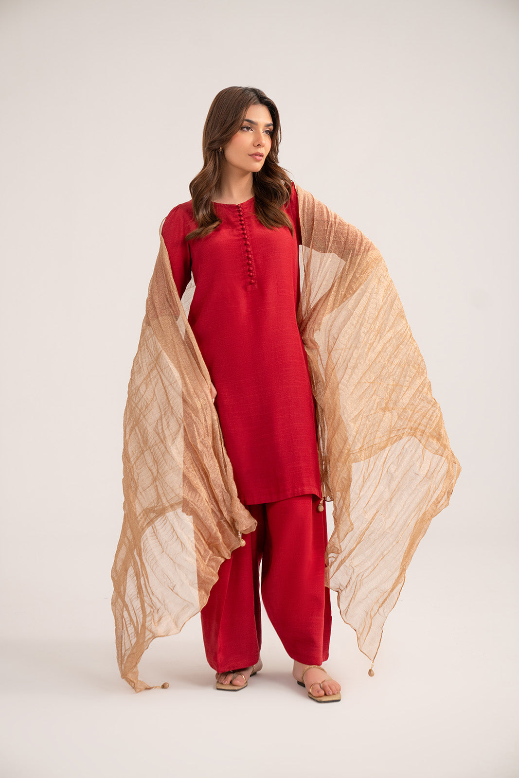 1 Piece Tissue Zari Solid Dupattas/Stoles (FD0084)