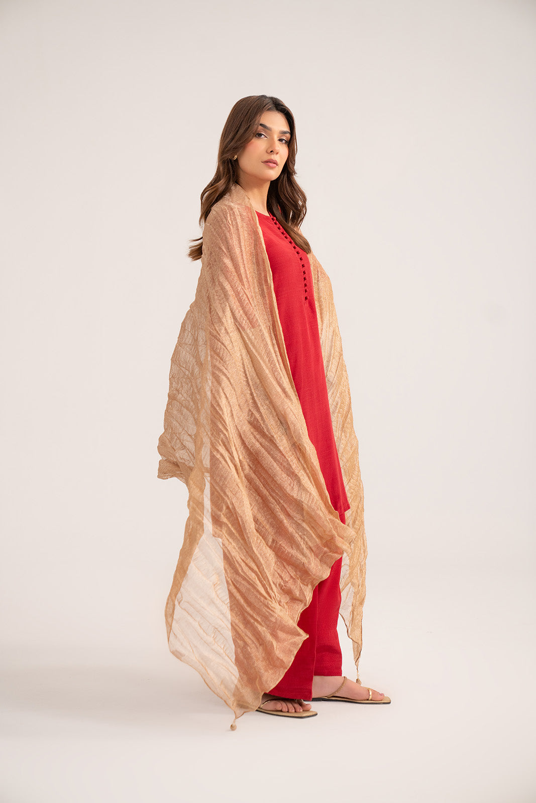 1 Piece Tissue Zari Solid Dupattas/Stoles (FD0084)