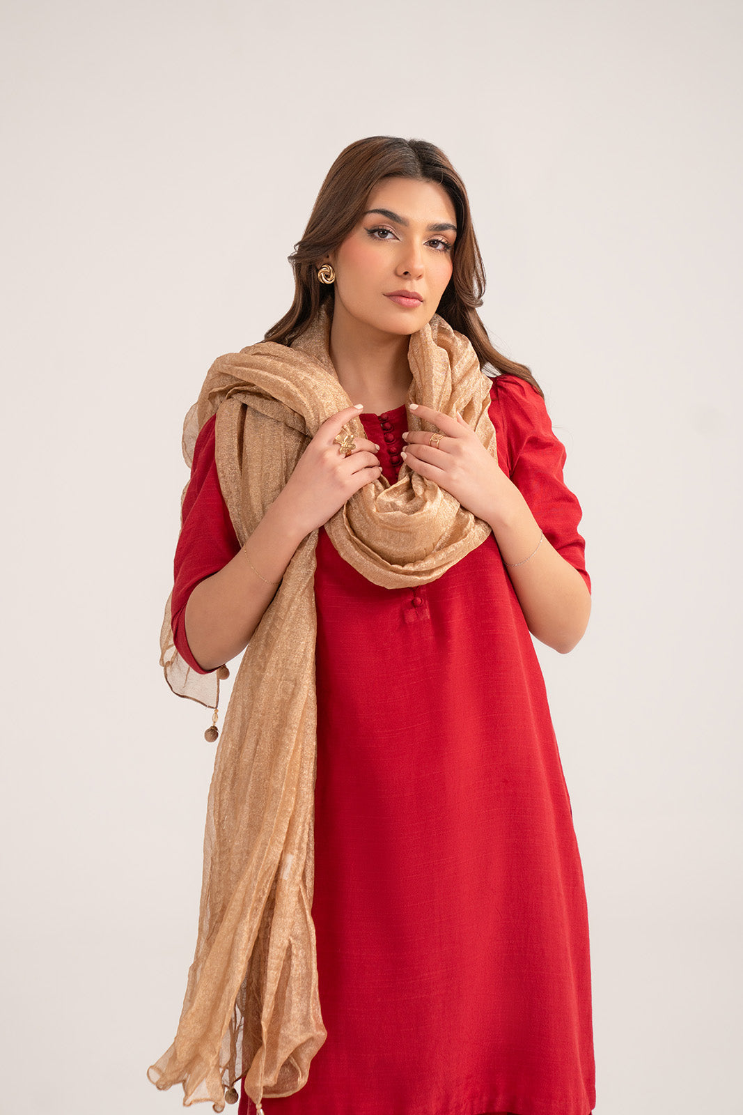 1 Piece Tissue Zari Solid Dupattas/Stoles (FD0084)