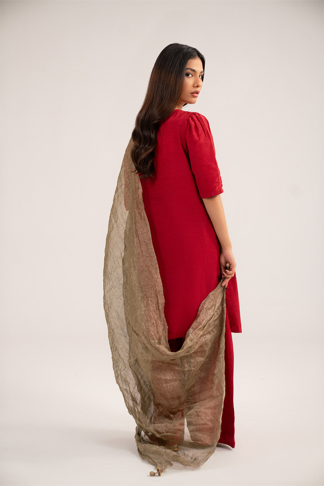 1 Piece Tissue Zari Solid Dupattas/Stoles (FD0086)