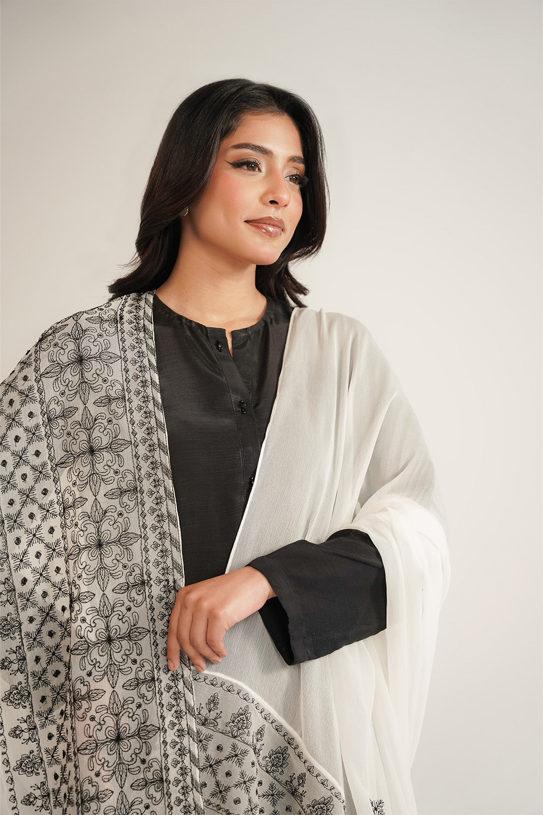 1 Piece Chiffon Embroidered Dupatta (FD0087)