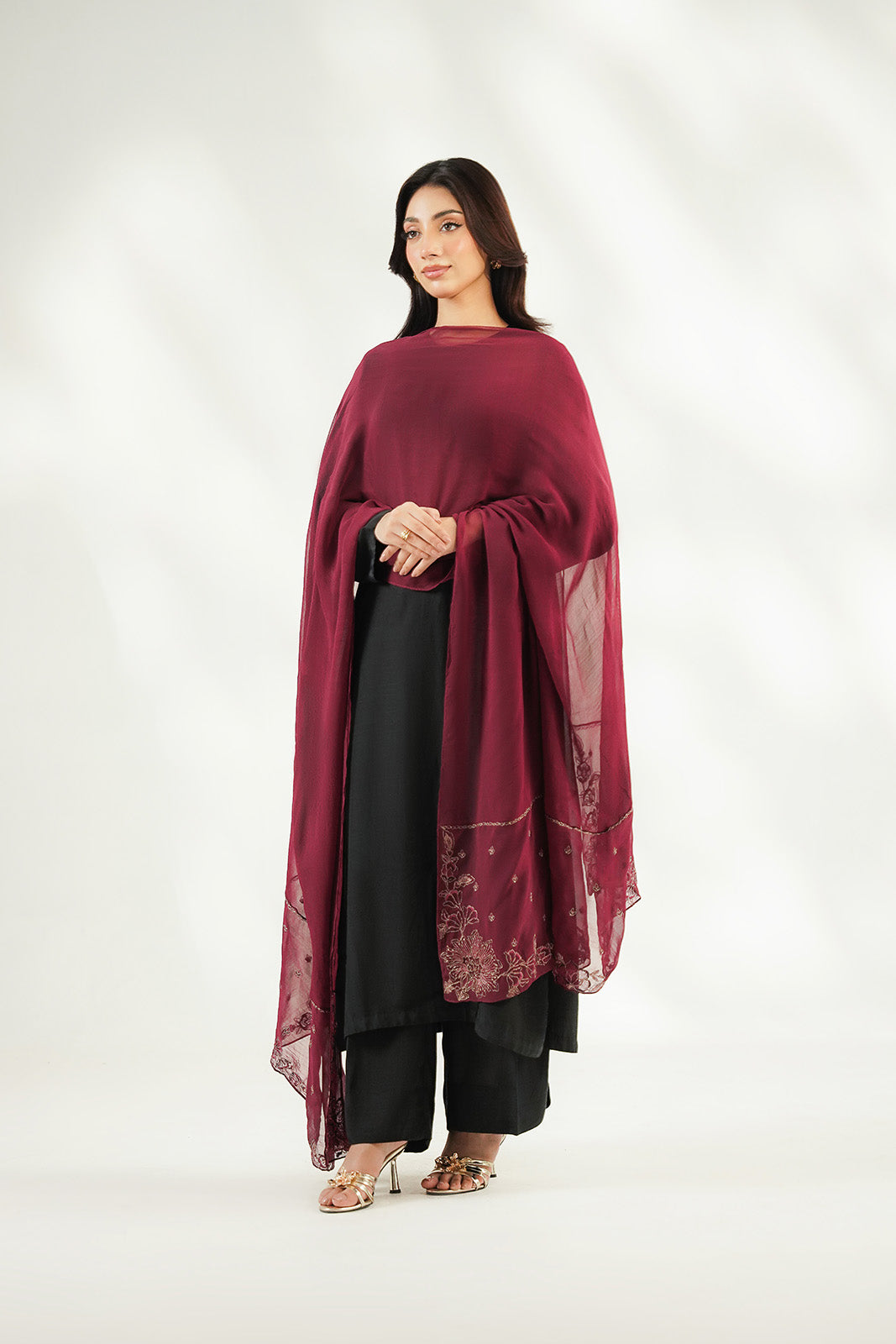 1 Piece Chiffon Embroidered Dupatta (FD0142)