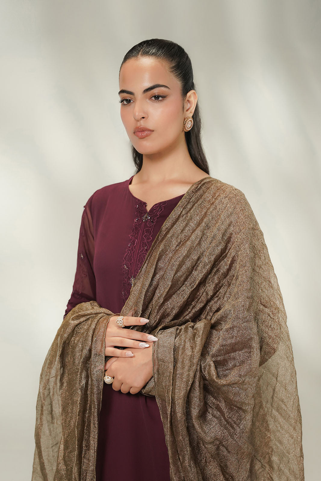 1 Piece Tissue Zari Embroidered Dupatta (FD0148)