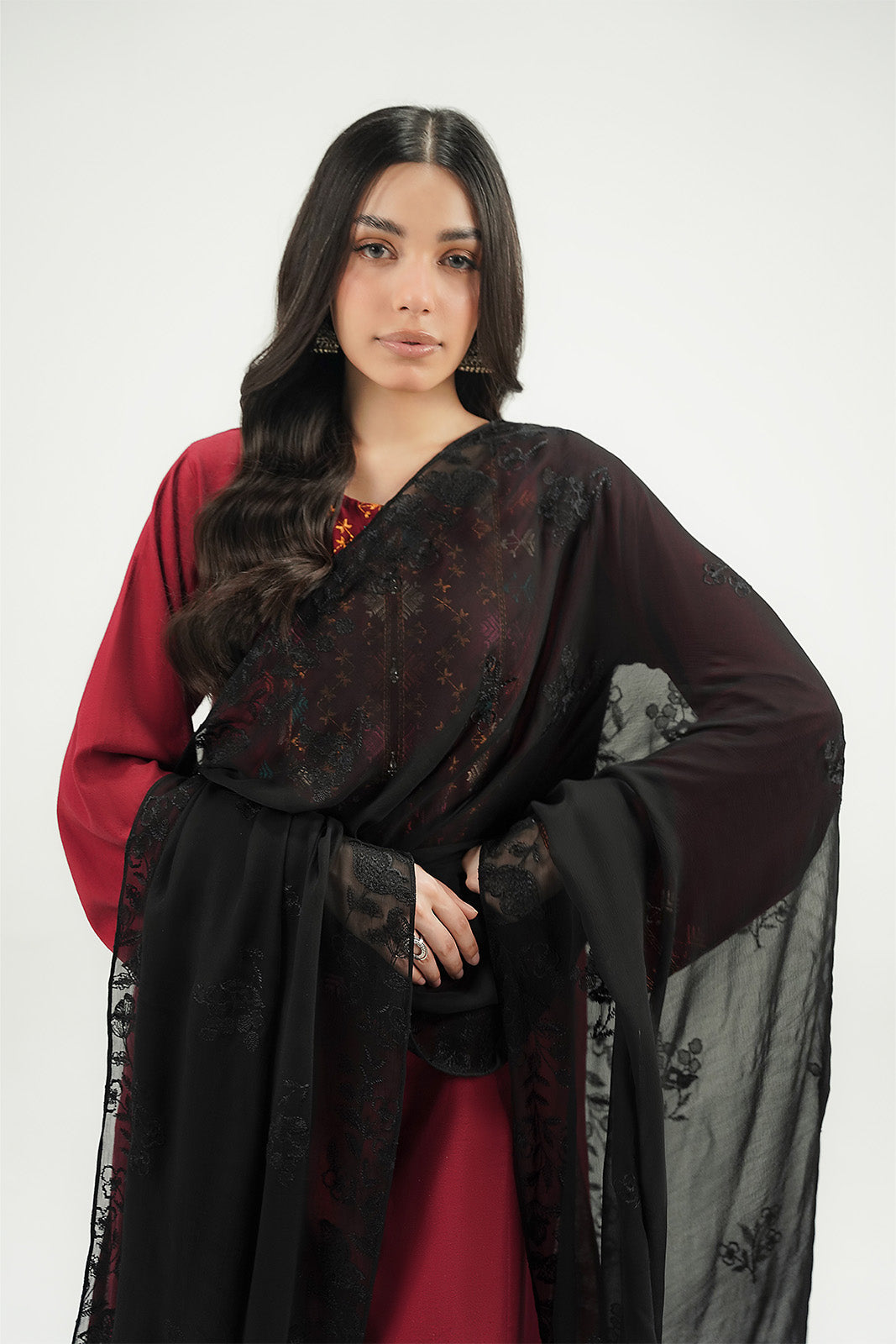 1 Piece Chiffon Embroidered Dupatta (FD0152)
