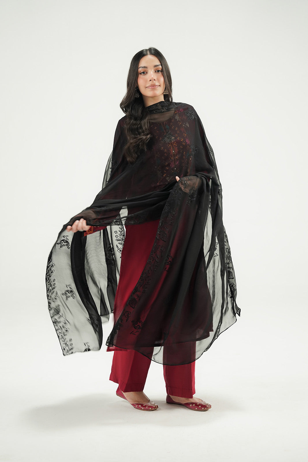 1 Piece Chiffon Embroidered Dupatta (FD0152)