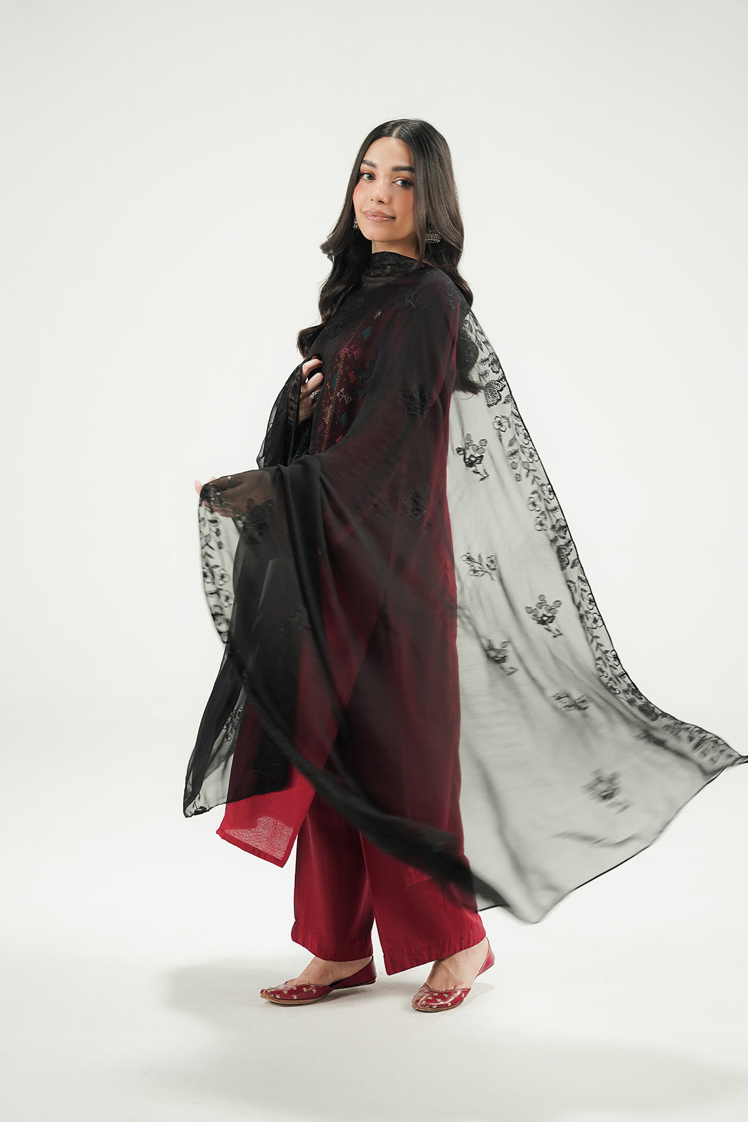 1 Piece Chiffon Embroidered Dupatta (FD0152)