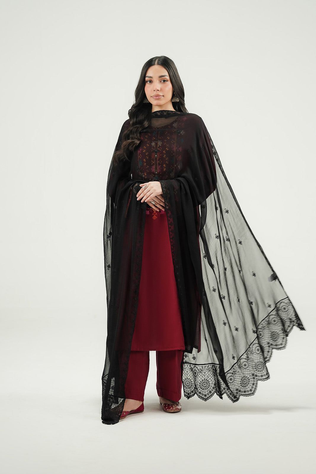 1 Piece Chiffon Embroidered Dupatta (FD0154)