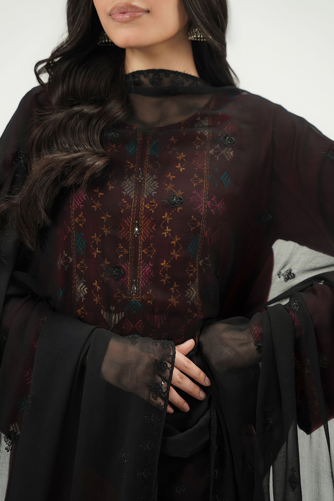 1 Piece Chiffon Embroidered Dupatta (FD0154)