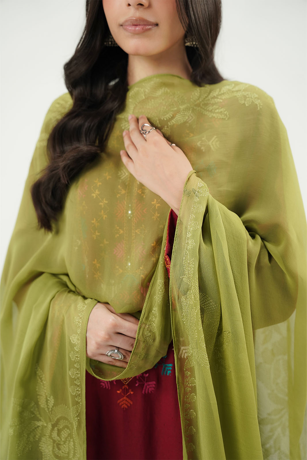 1 Piece Chiffon Embroidered Dupatta (FD0155)