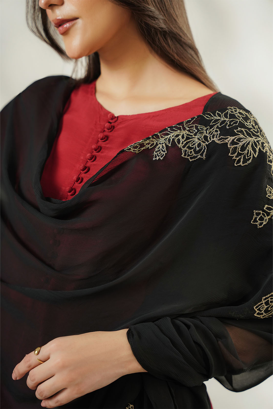 1 Piece Chiffon Embroidered Dupatta (FD0157)