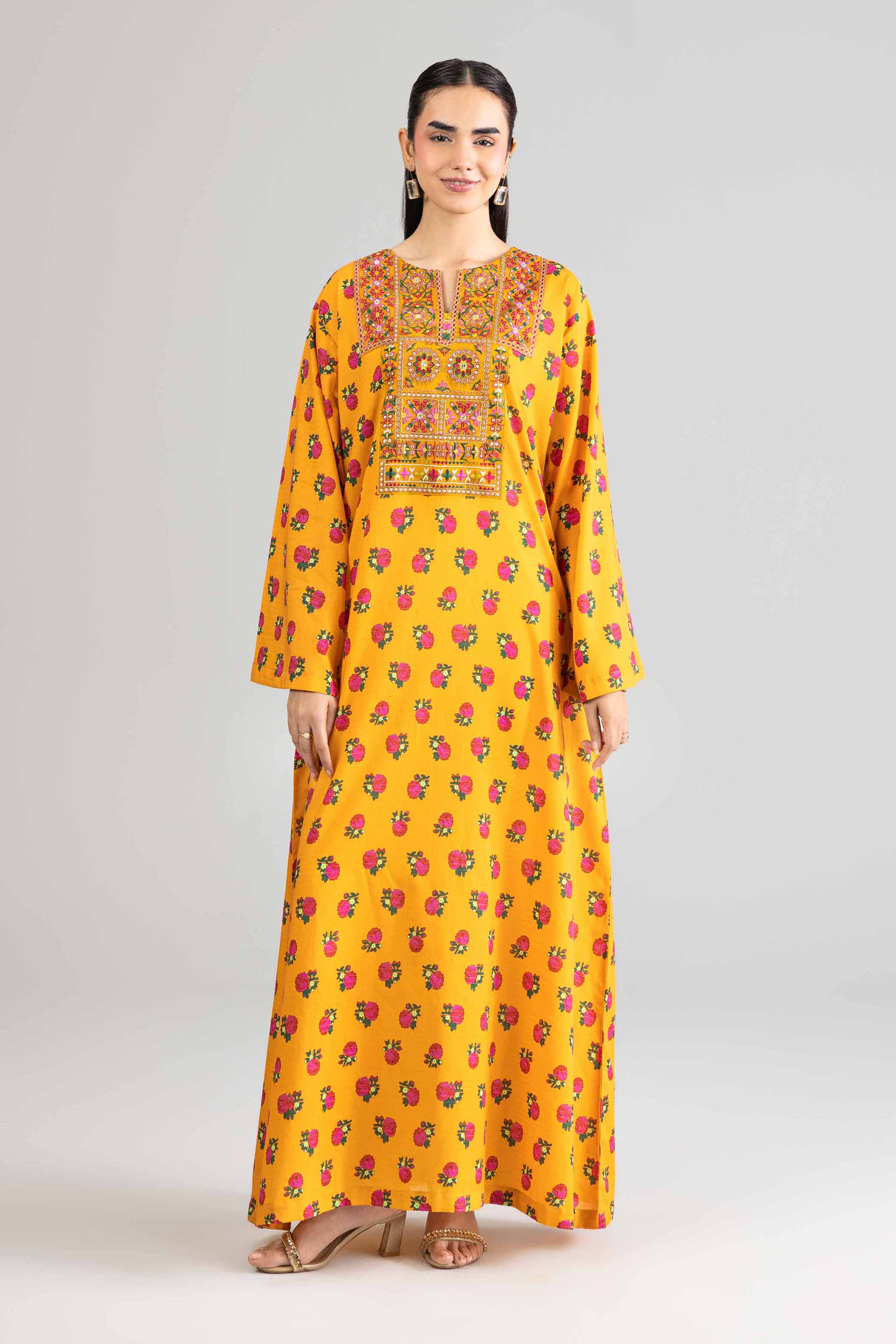 Printed Embroidered Dress - Fe26-50