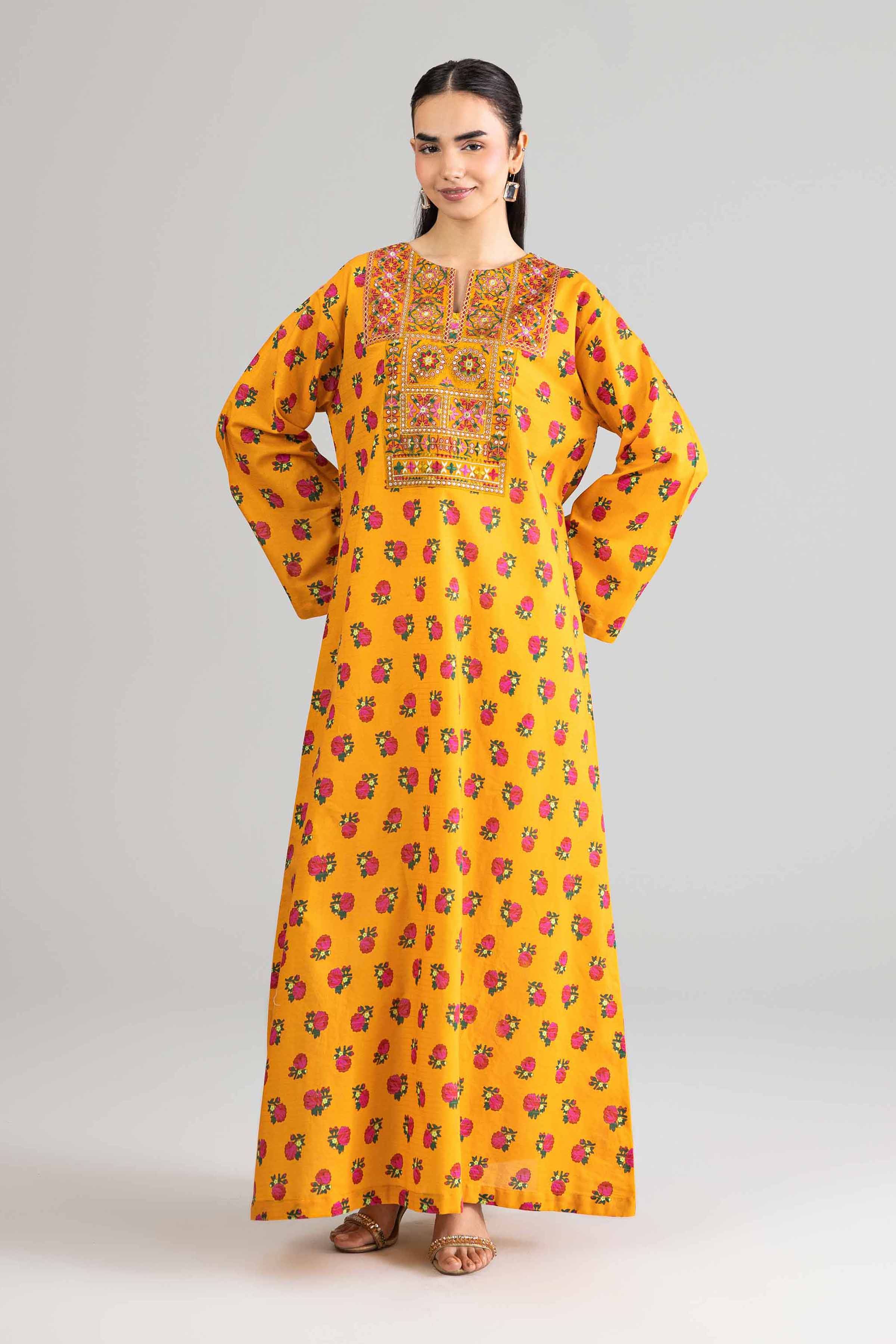 Printed Embroidered Dress - Fe26-50