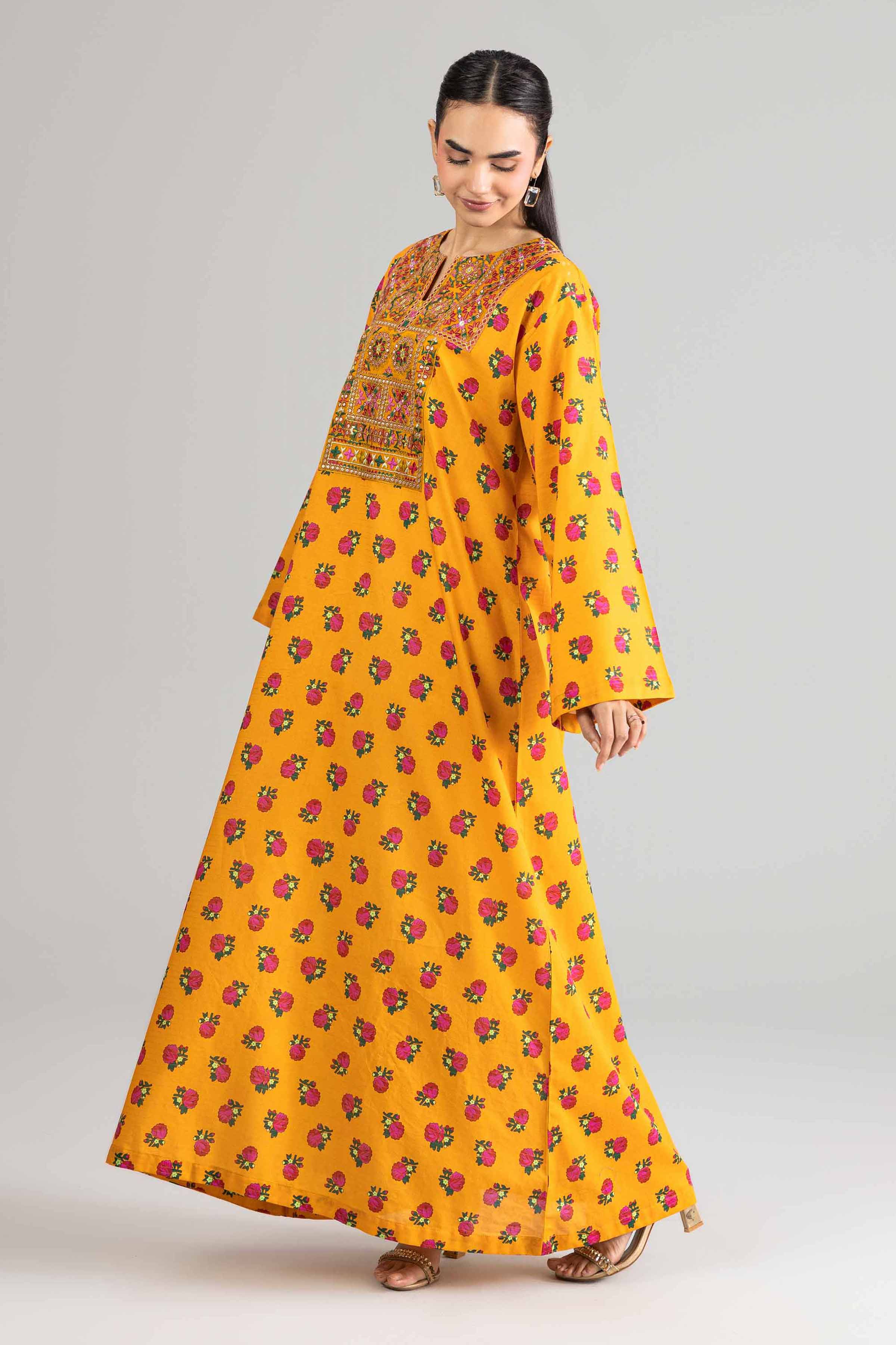 Printed Embroidered Dress - Fe26-50