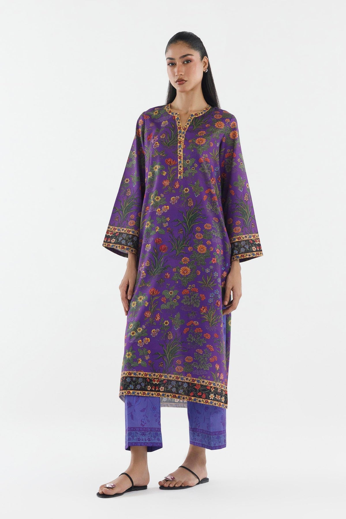 Stitched Printed Cambric Shirt+ Culotte
