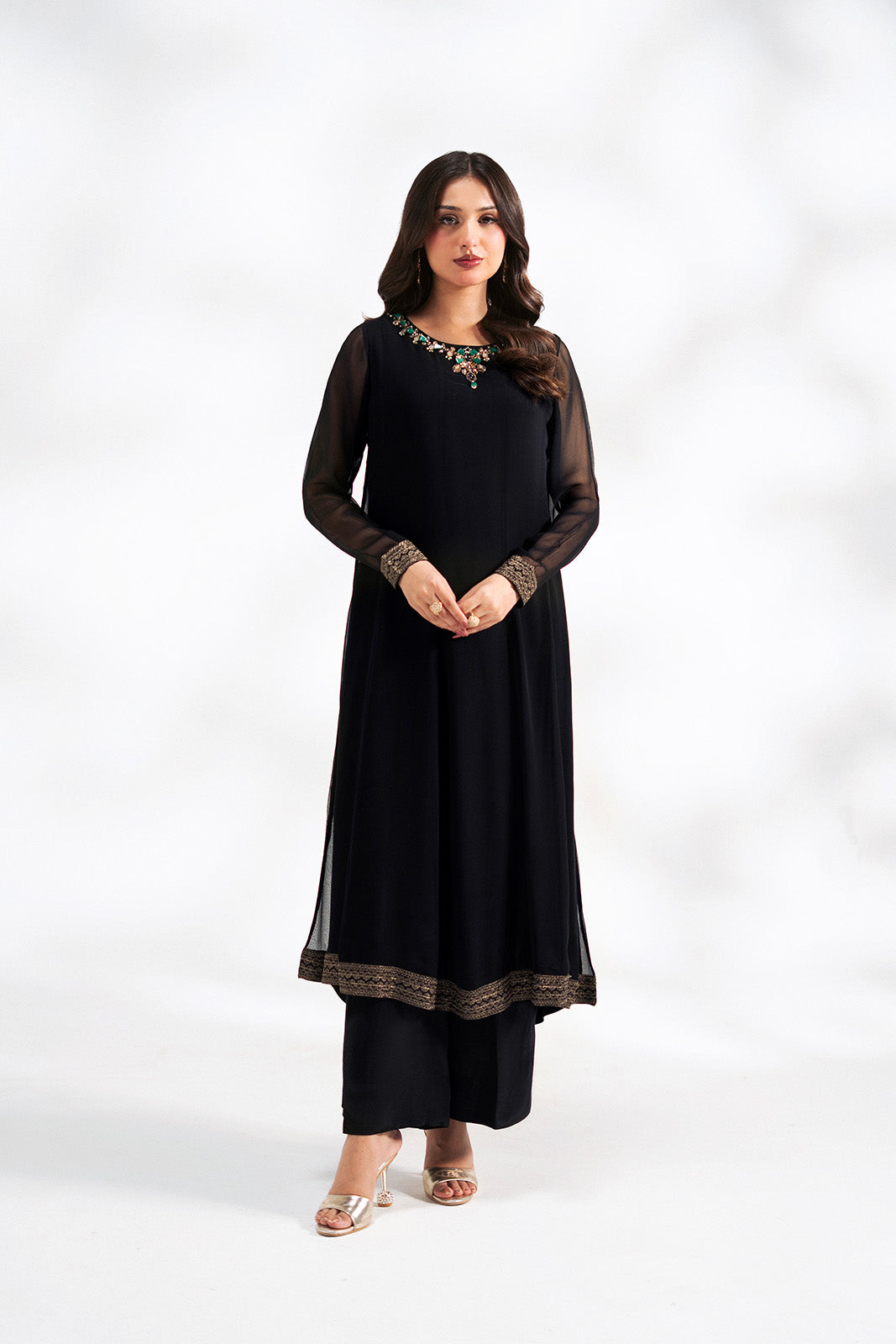 1 Piece Chiffon Embroidered Shirt (FL0130)