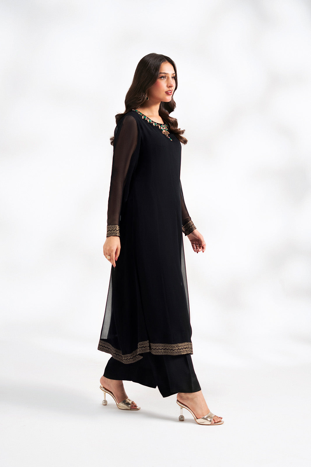 1 Piece Chiffon Embroidered Shirt (FL0130)