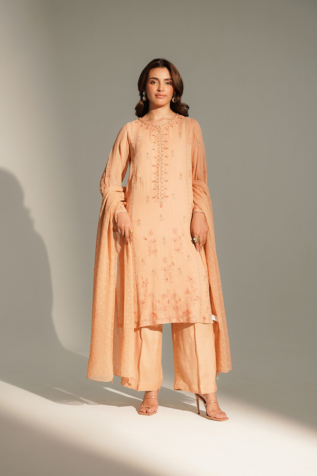 3 Piece Chiffon Embroidered Suit (FL0161)