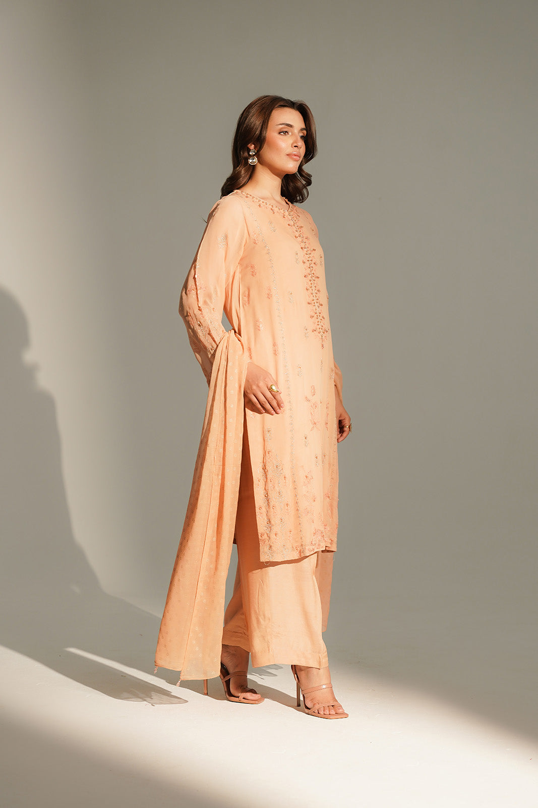 3 Piece Chiffon Embroidered Suit (FL0161)