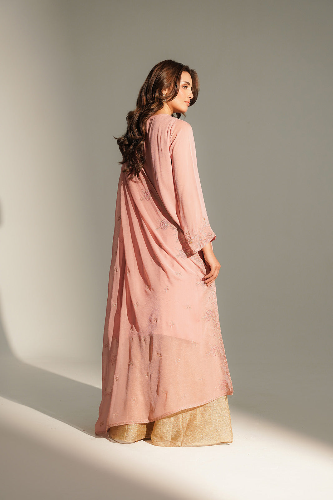 2 Piece Chiffon Embroidered Suit (FL0164)