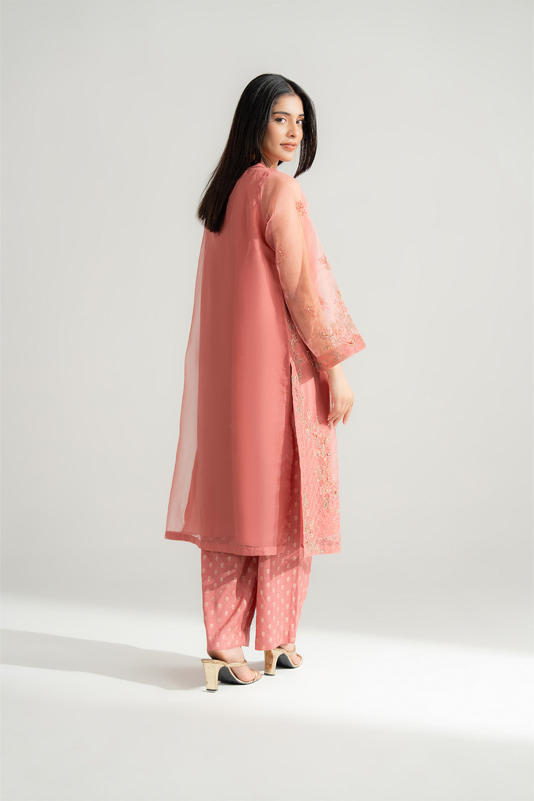 2 Piece Organza Embroidered Suit (FL0167)