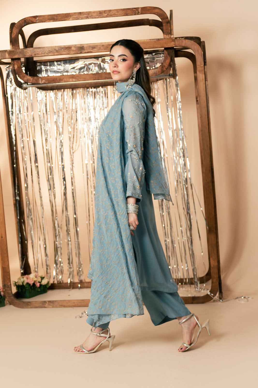 3 Piece Chiffon Embroidered Suit (FL0185)