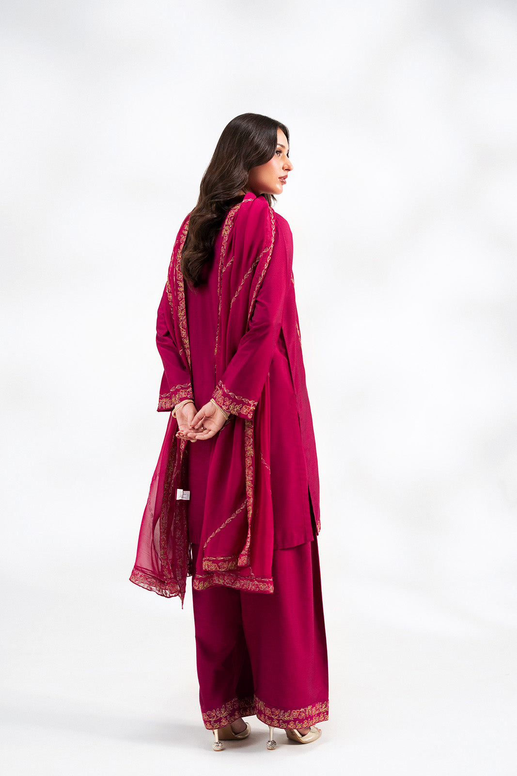 3 Piece Cotton Silk Embroidered Suit (FL0240)