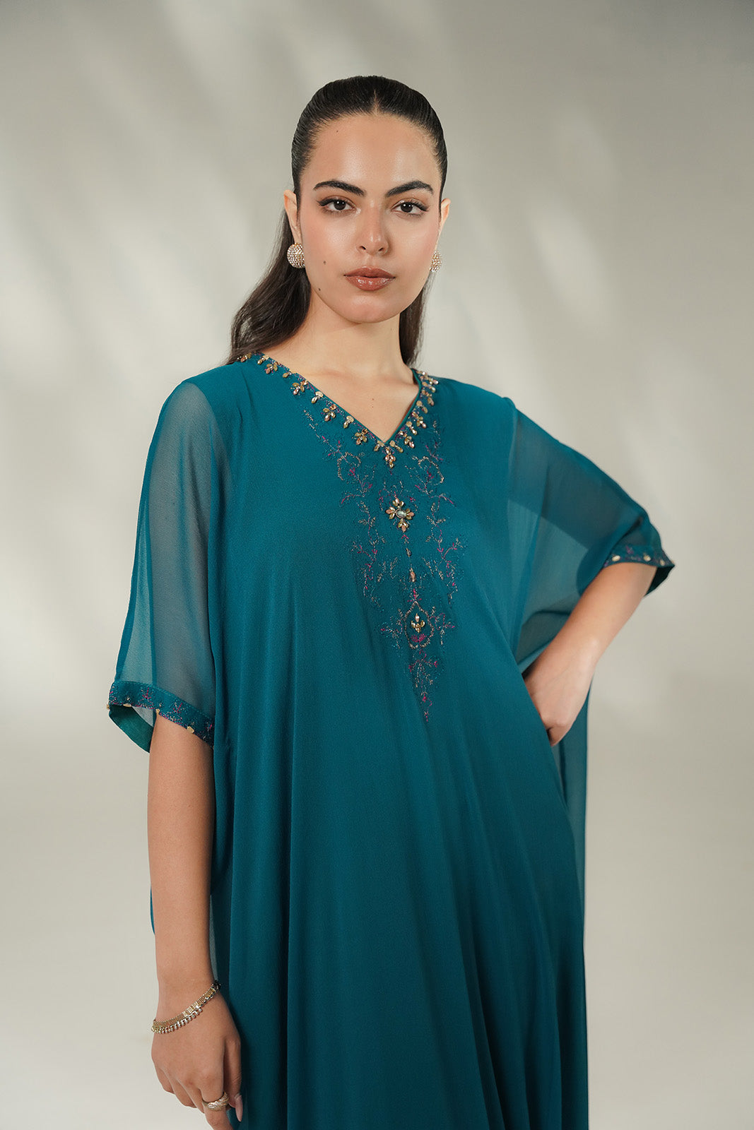 1 Piece Chiffon Embroidered Suit (FL0241)