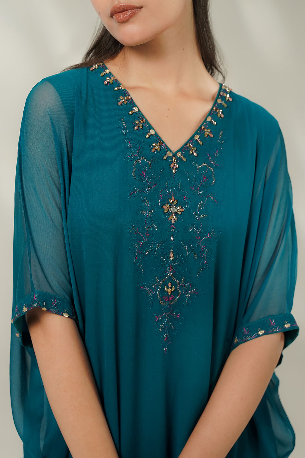 1 Piece Chiffon Embroidered Suit (FL0241)