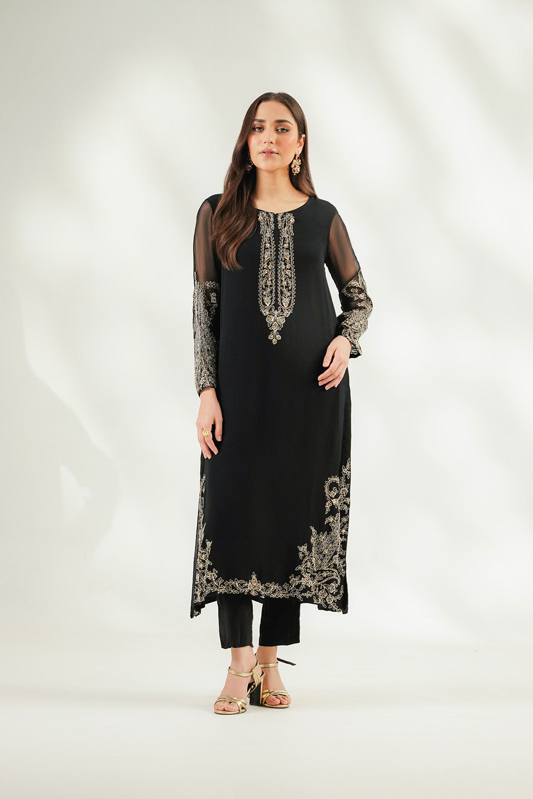 1 Piece Chiffon Embroidered Suit (FL0242)