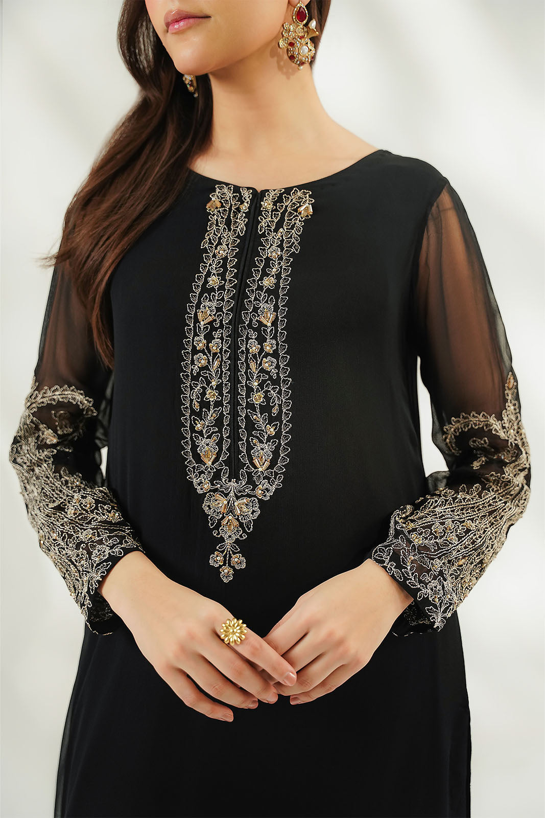 1 Piece Chiffon Embroidered Suit (FL0242)