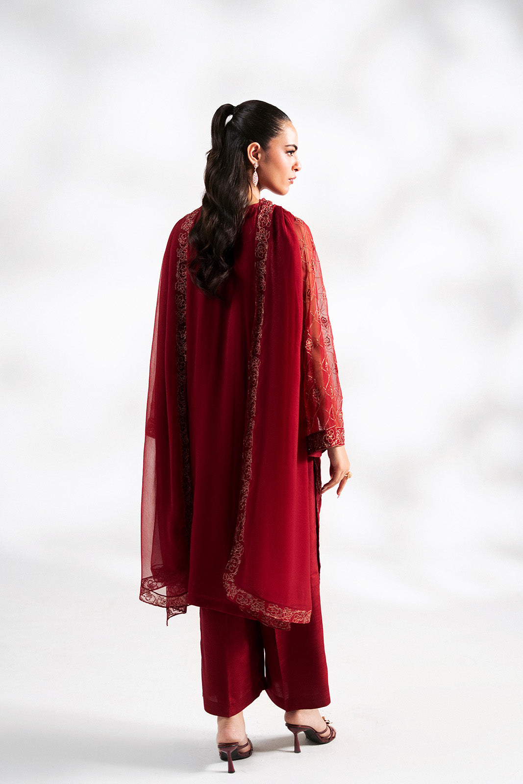 3 Piece Chiffon Embroidered Suit (FL0243)