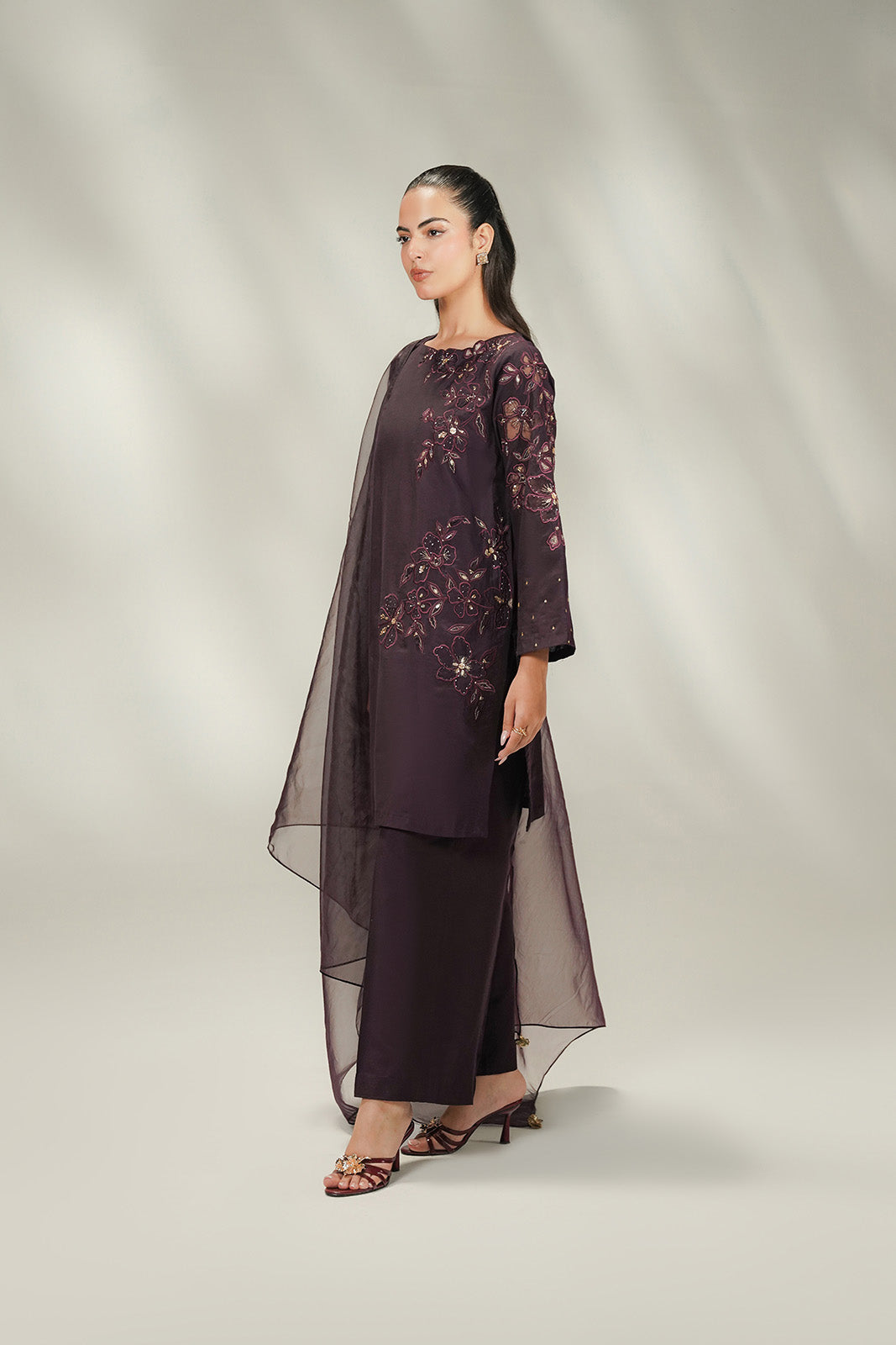 3 Piece Cotton Silk Embroidered Suit (FL0249)