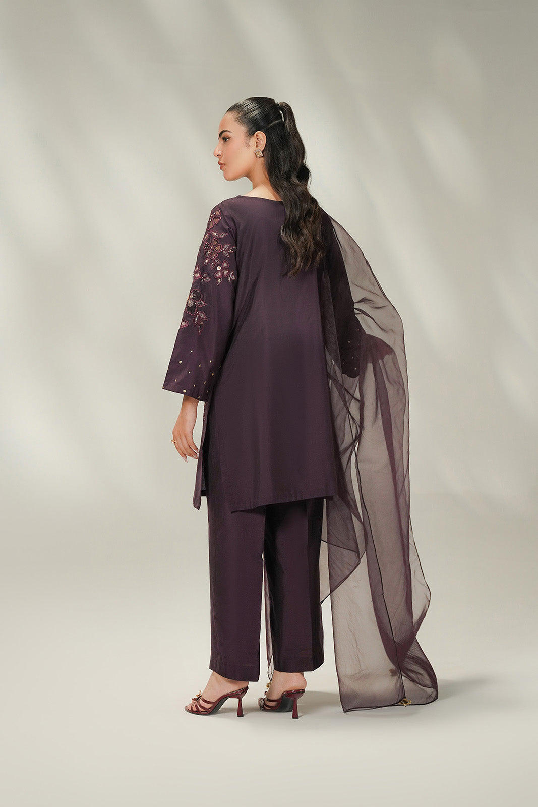 3 Piece Cotton Silk Embroidered Suit (FL0249)